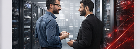 Consultores da CTIBH em reunião técnica em um datacenter